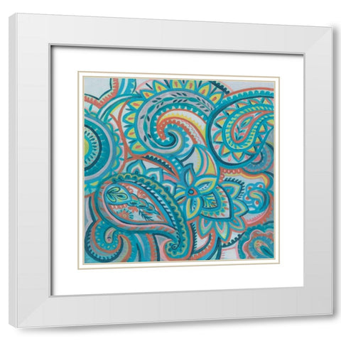 Emerald Paisley III White Modern Wood Framed Art Print with Double Matting by Vassileva, Silvia