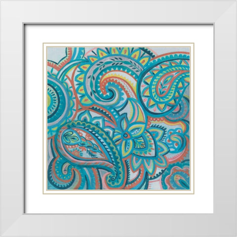 Emerald Paisley III White Modern Wood Framed Art Print with Double Matting by Vassileva, Silvia