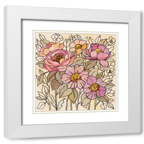Spring Lace Floral I White Modern Wood Framed Art Print with Double Matting by Vassileva, Silvia