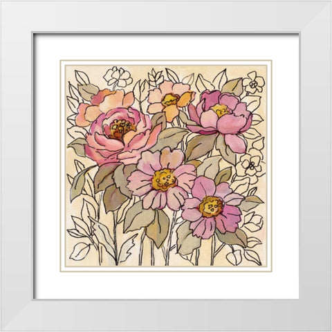 Spring Lace Floral I White Modern Wood Framed Art Print with Double Matting by Vassileva, Silvia