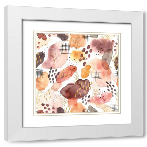 Desert Blooms Pattern I White Modern Wood Framed Art Print with Double Matting by Marshall, Laura