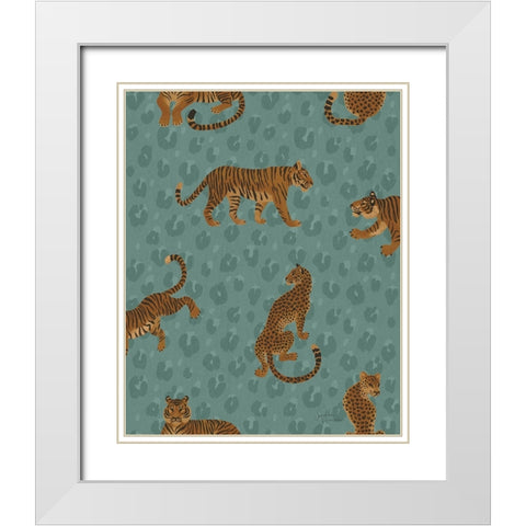 Big Cat Beauty Pattern IID White Modern Wood Framed Art Print with Double Matting by Penner, Janelle
