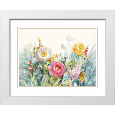 Garden Fullness White Modern Wood Framed Art Print with Double Matting by Nai, Danhui