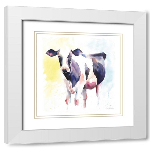 Holstein IV White Modern Wood Framed Art Print with Double Matting by Valle, Aimee Del
