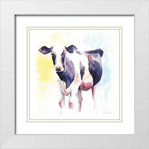 Holstein IV White Modern Wood Framed Art Print with Double Matting by Valle, Aimee Del