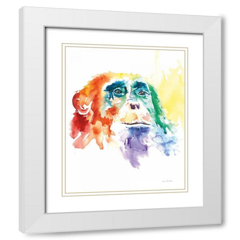 Chimpanzee I White Modern Wood Framed Art Print with Double Matting by Valle, Aimee Del
