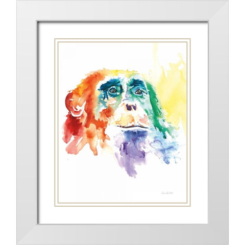 Chimpanzee I White Modern Wood Framed Art Print with Double Matting by Valle, Aimee Del