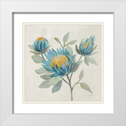 Field Floral II Blue White Modern Wood Framed Art Print with Double Matting by Vassileva, Silvia