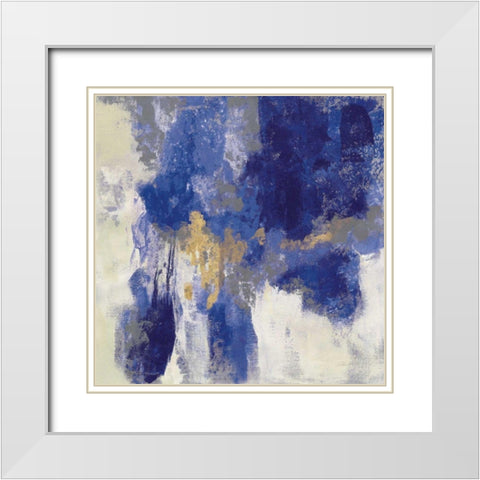 Sparkle Abstract II Blue White Modern Wood Framed Art Print with Double Matting by Vassileva, Silvia