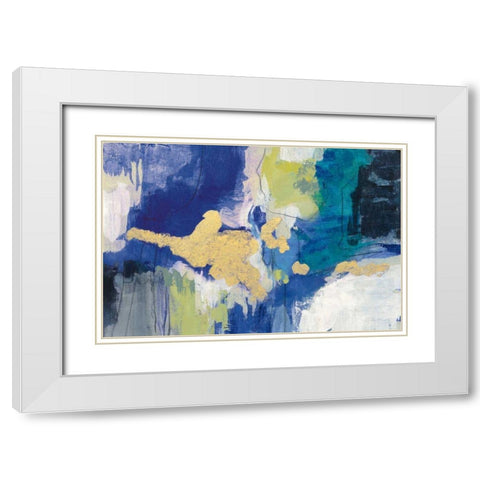 Sparkle Abstract III Blue Crop White Modern Wood Framed Art Print with Double Matting by Vassileva, Silvia