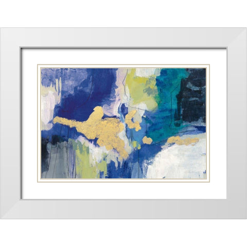 Sparkle Abstract III Blue Crop White Modern Wood Framed Art Print with Double Matting by Vassileva, Silvia