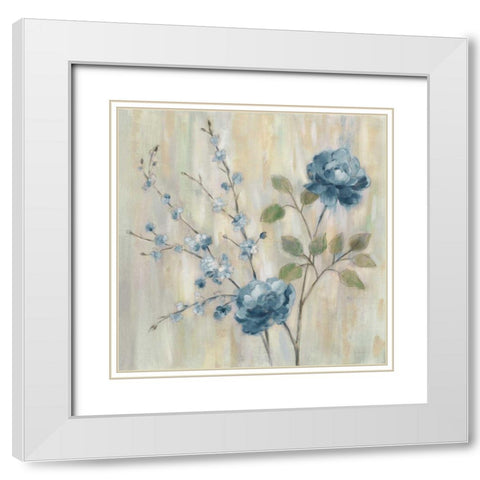 Contemporary Chinoiserie Blue White Modern Wood Framed Art Print with Double Matting by Vassileva, Silvia