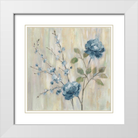 Contemporary Chinoiserie Blue White Modern Wood Framed Art Print with Double Matting by Vassileva, Silvia