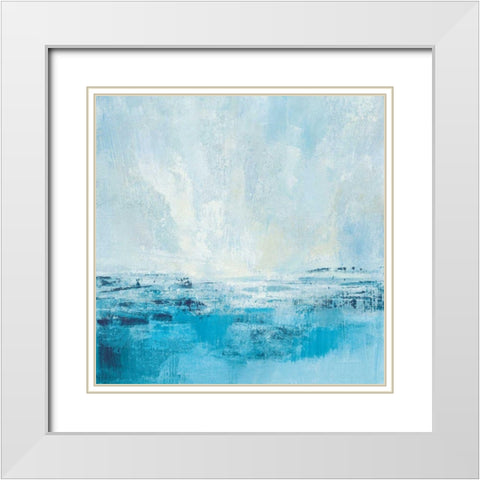 Coastal View II Aqua White Modern Wood Framed Art Print with Double Matting by Vassileva, Silvia