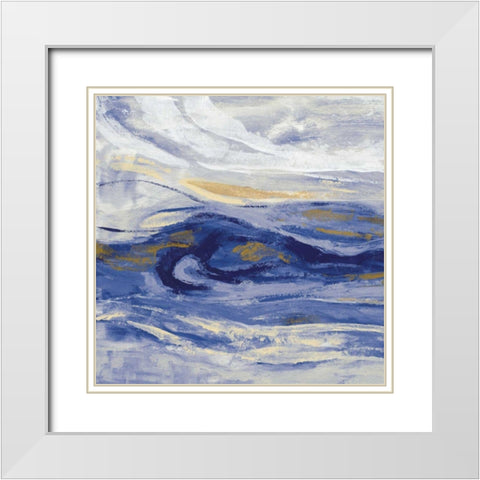 Estuary Blue Sq White Modern Wood Framed Art Print with Double Matting by Vassileva, Silvia
