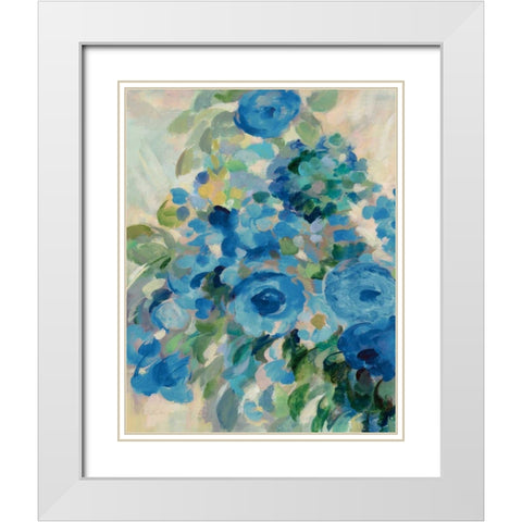 Flower Market II Blue White Modern Wood Framed Art Print with Double Matting by Vassileva, Silvia