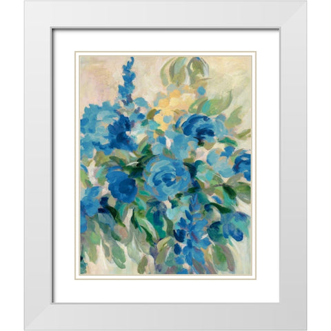 Flower Market III Blue White Modern Wood Framed Art Print with Double Matting by Vassileva, Silvia