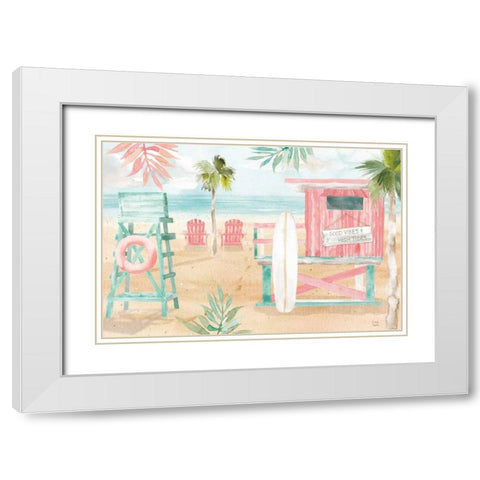 Surfs Up II White Modern Wood Framed Art Print with Double Matting by June, Dina