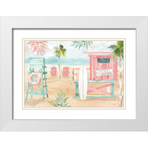 Surfs Up II White Modern Wood Framed Art Print with Double Matting by June, Dina