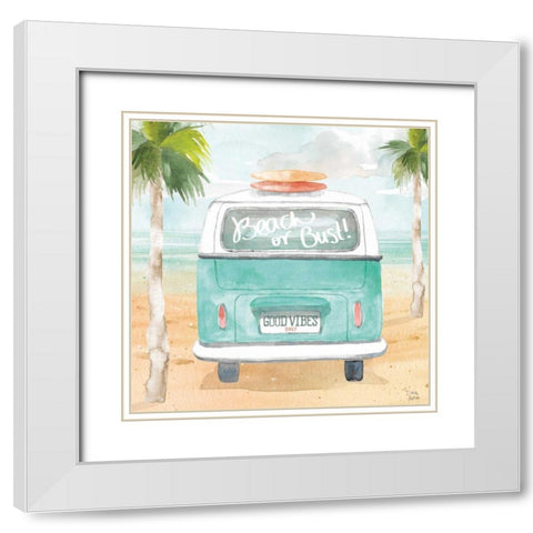 Surfs Up VI White Modern Wood Framed Art Print with Double Matting by June, Dina