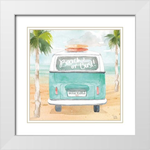 Surfs Up VI White Modern Wood Framed Art Print with Double Matting by June, Dina
