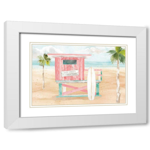 Surfs Up VIII White Modern Wood Framed Art Print with Double Matting by June, Dina