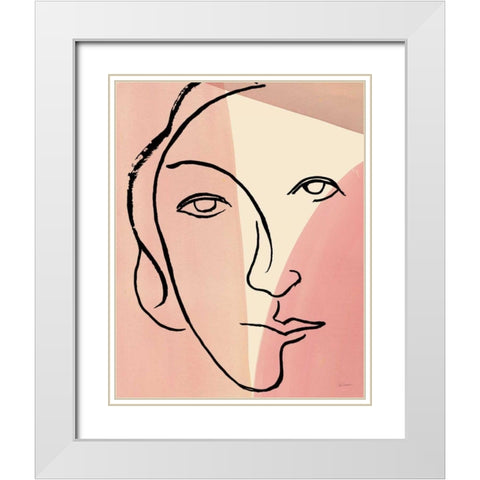 Ink Women V Colorblock White Modern Wood Framed Art Print with Double Matting by Schlabach, Sue