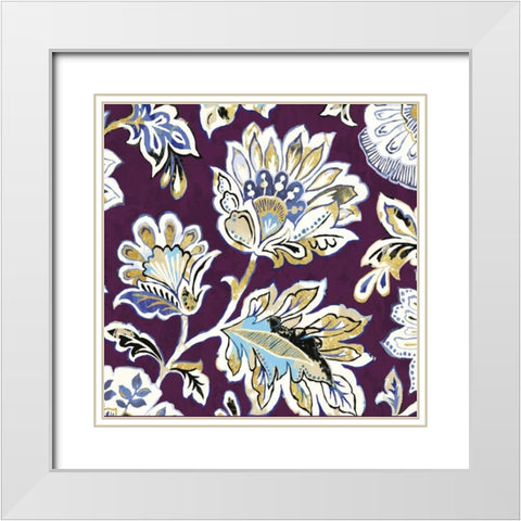 Ceylon Gardens V Plum White Modern Wood Framed Art Print with Double Matting by Wild Apple Portfolio