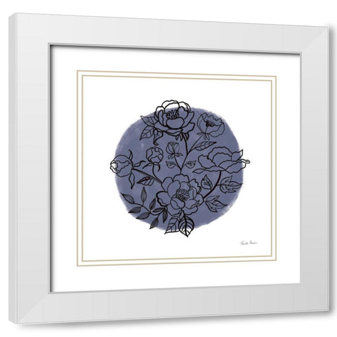 Black and White Botanical I Navy White Modern Wood Framed Art Print with Double Matting by Zaman, Farida