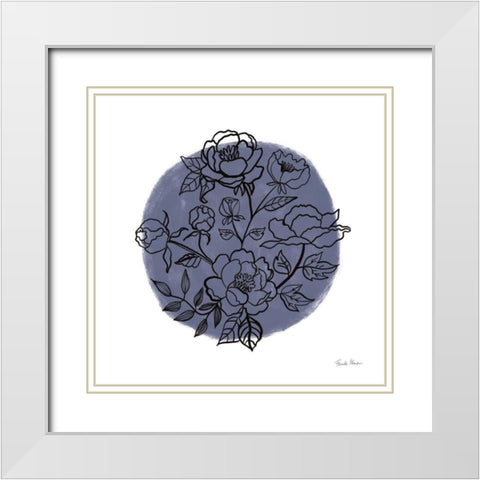 Black and White Botanical I Navy White Modern Wood Framed Art Print with Double Matting by Zaman, Farida