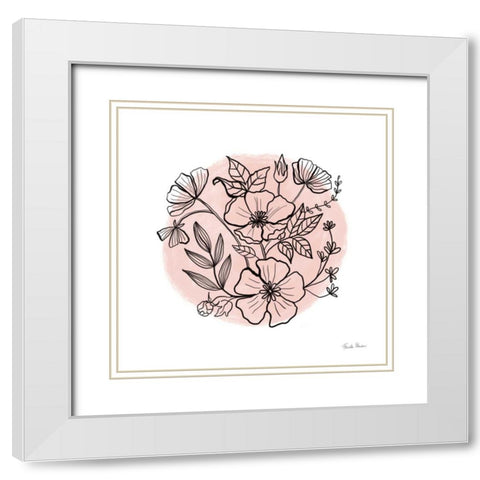 Black and White Botanical III Rose White Modern Wood Framed Art Print with Double Matting by Zaman, Farida