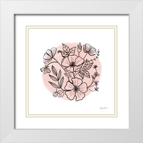 Black and White Botanical III Rose White Modern Wood Framed Art Print with Double Matting by Zaman, Farida