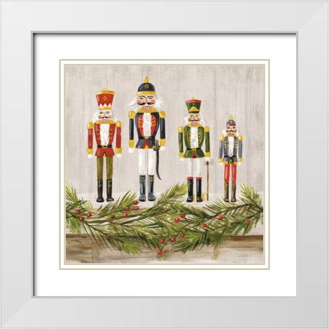 Nutcrackers on a Mantel White Modern Wood Framed Art Print with Double Matting by Vassileva, Silvia