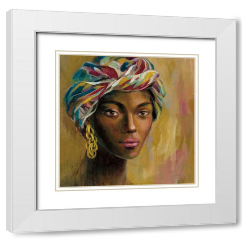 African Face I White Modern Wood Framed Art Print with Double Matting by Vassileva, Silvia
