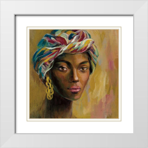 African Face I White Modern Wood Framed Art Print with Double Matting by Vassileva, Silvia