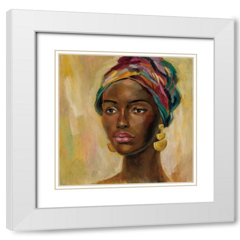 African Face II White Modern Wood Framed Art Print with Double Matting by Vassileva, Silvia