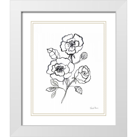Joyful Peonies I White Modern Wood Framed Art Print with Double Matting by Zaman, Farida