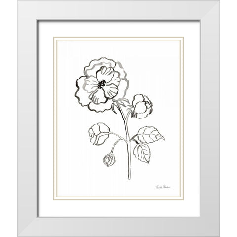Joyful Peonies II White Modern Wood Framed Art Print with Double Matting by Zaman, Farida
