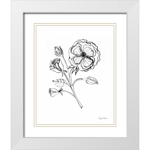 Joyful Peonies III White Modern Wood Framed Art Print with Double Matting by Zaman, Farida