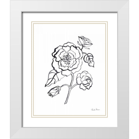 Joyful Peonies IV White Modern Wood Framed Art Print with Double Matting by Zaman, Farida