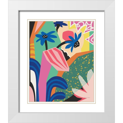 Blue Daisies White Modern Wood Framed Art Print with Double Matting by Gallagher, Megan