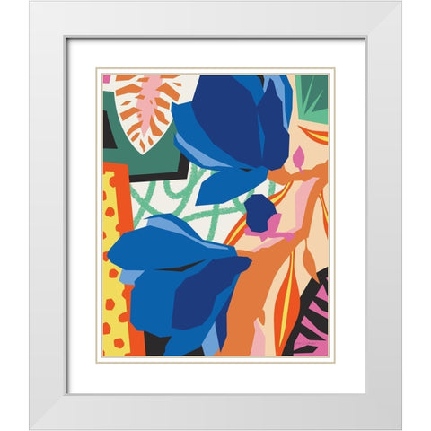 Blue Magnolia White Modern Wood Framed Art Print with Double Matting by Gallagher, Megan