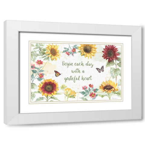 Sunflower Splendor I White Modern Wood Framed Art Print with Double Matting by Grove, Beth