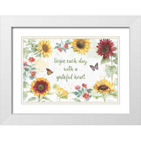 Sunflower Splendor I White Modern Wood Framed Art Print with Double Matting by Grove, Beth