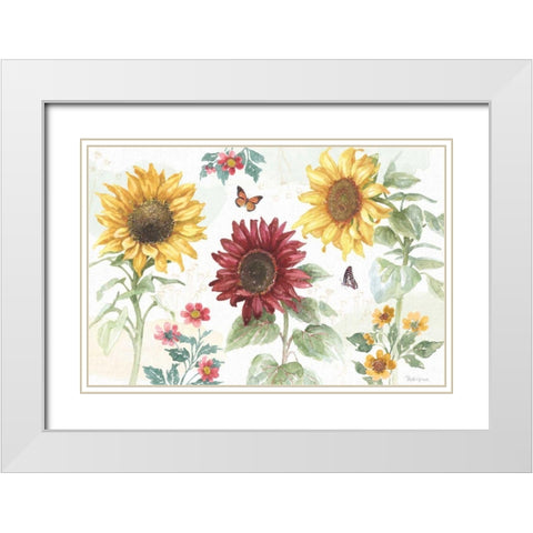 Sunflower Splendor IV White Modern Wood Framed Art Print with Double Matting by Grove, Beth