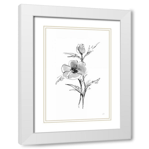 Wash Anemone I White Modern Wood Framed Art Print with Double Matting by Paschke, Chris