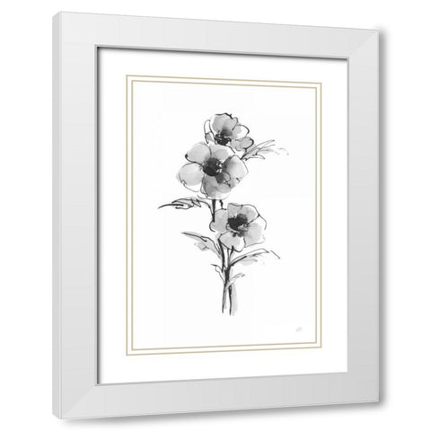 Wash Anemone II White Modern Wood Framed Art Print with Double Matting by Paschke, Chris