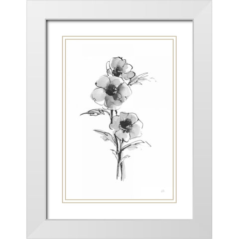 Wash Anemone II White Modern Wood Framed Art Print with Double Matting by Paschke, Chris