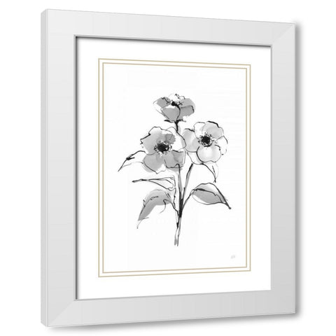 Wash Poppy II White Modern Wood Framed Art Print with Double Matting by Paschke, Chris
