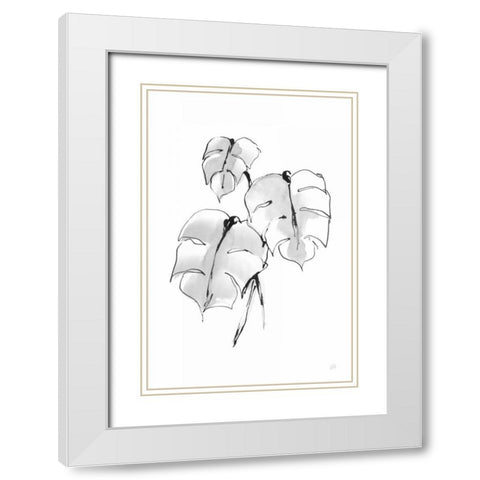 Wash Split Leaf I White Modern Wood Framed Art Print with Double Matting by Paschke, Chris